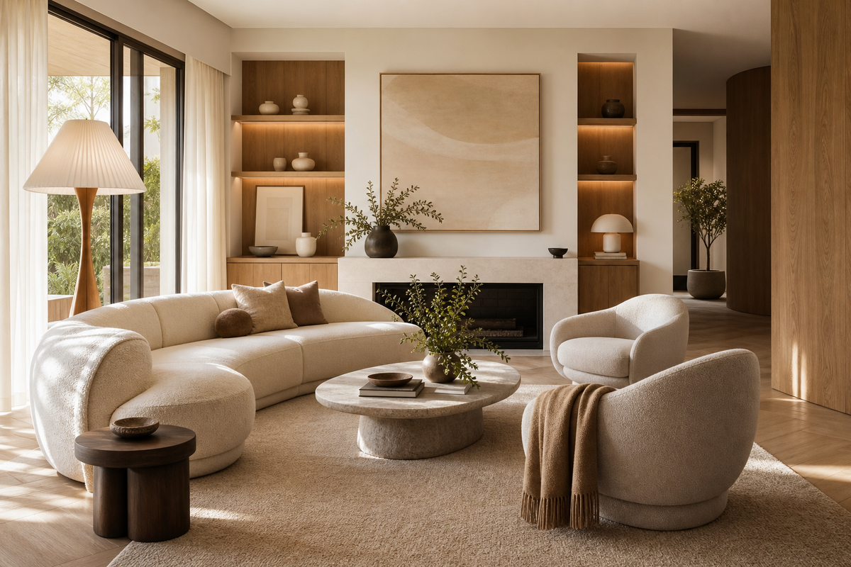 Curved Seating Makes Living Rooms Easier to Move Through