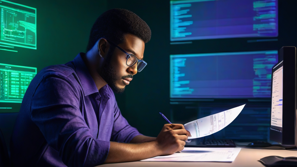 Editorial illustration of an AI coding session with a verification receipt checklist, test results, diff review, and developer inspection workflow.