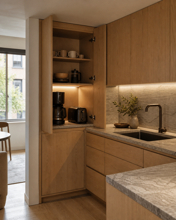 Appliance Garages Make Small Kitchens Feel Calmer